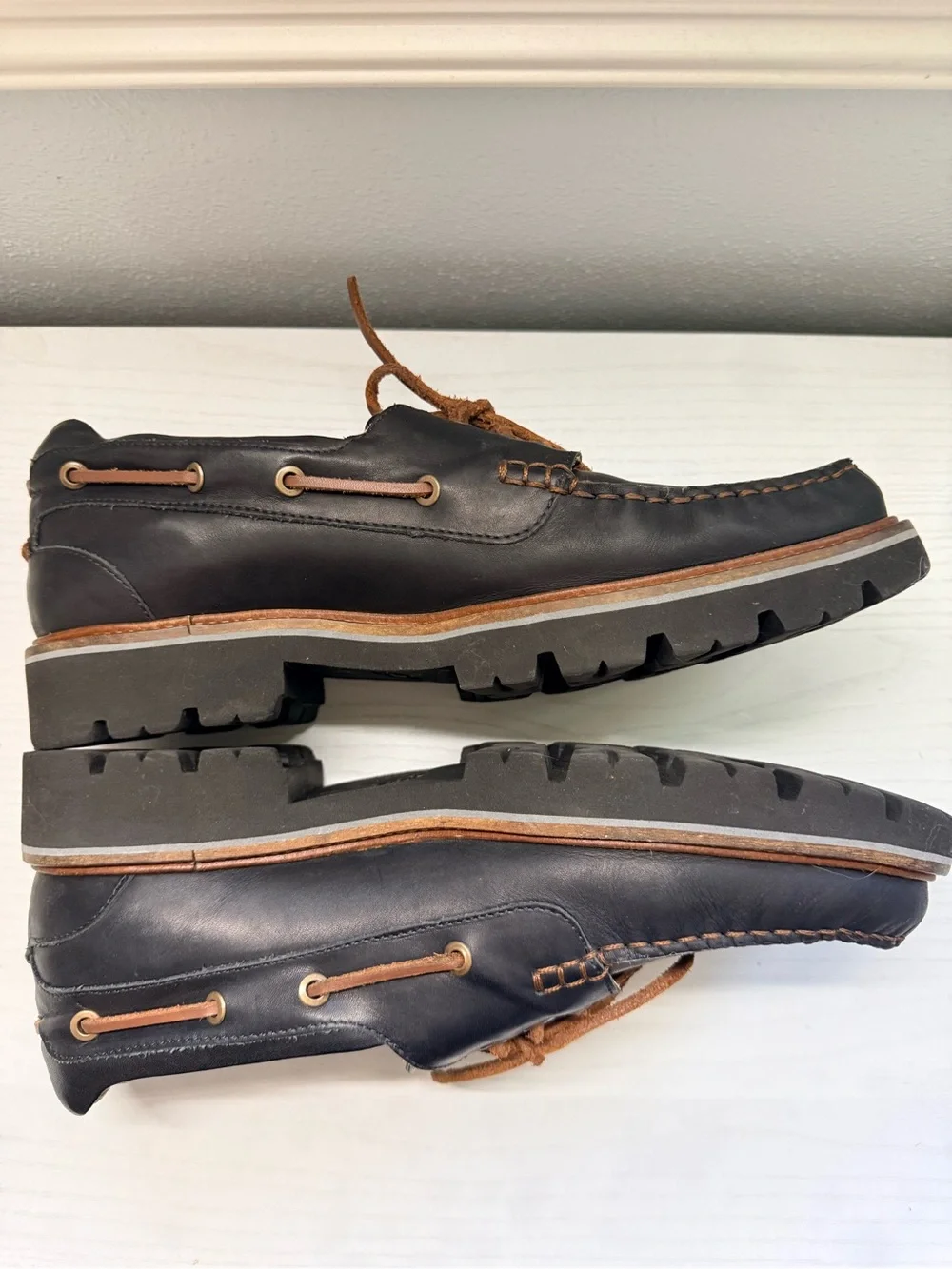 Samuel Hubbard Camplight Moccasins Saddlebag Black Boat Hiking Shoe M 11.5